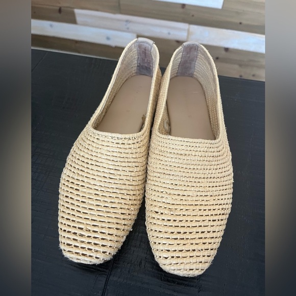 Zara Raffia Rafia Woven Jute Natural Ballet Flats SZ 40 - Picture 3 of 6